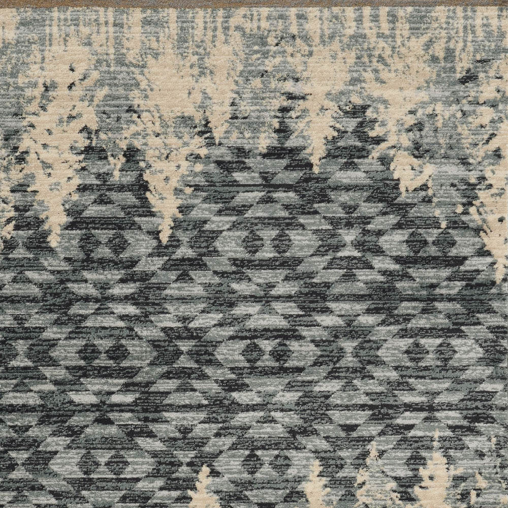 8' X 10' Slate Blue Charcoal And Beige Woodland Lodge Area Rug-Area Rugs-DECOROLALA