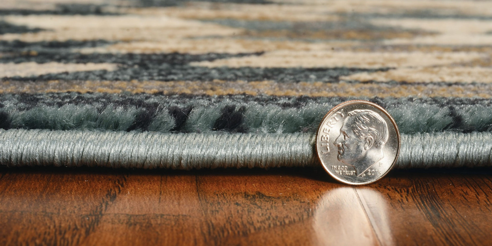 8' X 10' Slate Blue Charcoal And Beige Woodland Lodge Area Rug-Area Rugs-DECOROLALA