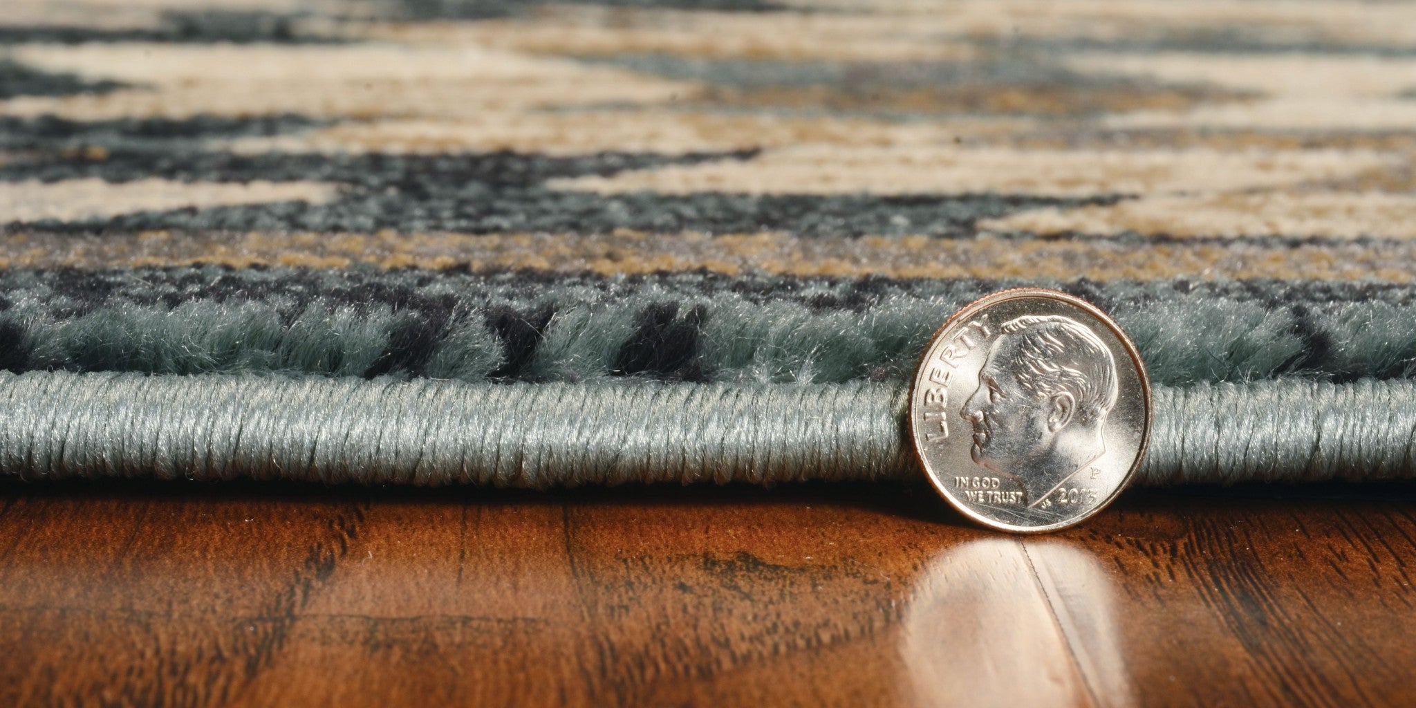 8' X 10' Slate Blue Charcoal And Beige Woodland Lodge Area Rug-Area Rugs-DECOROLALA