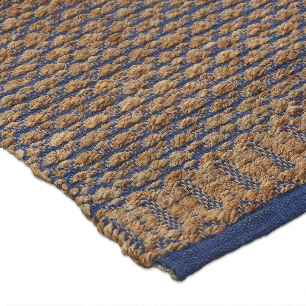 8' X 10' Tan and Blue Detailed Lattice Area Rug-Area Rugs-DECOROLALA