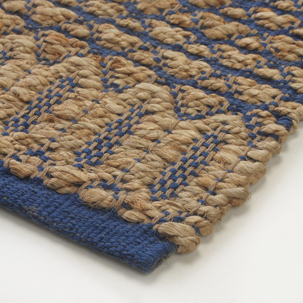 8' X 10' Tan and Blue Detailed Lattice Area Rug-Area Rugs-DECOROLALA