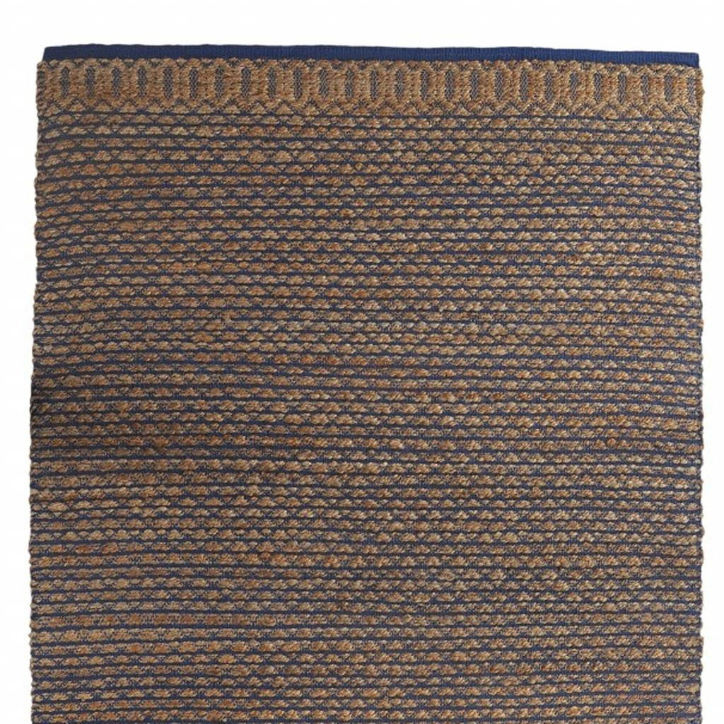 8' X 10' Tan and Blue Detailed Lattice Area Rug-Area Rugs-DECOROLALA