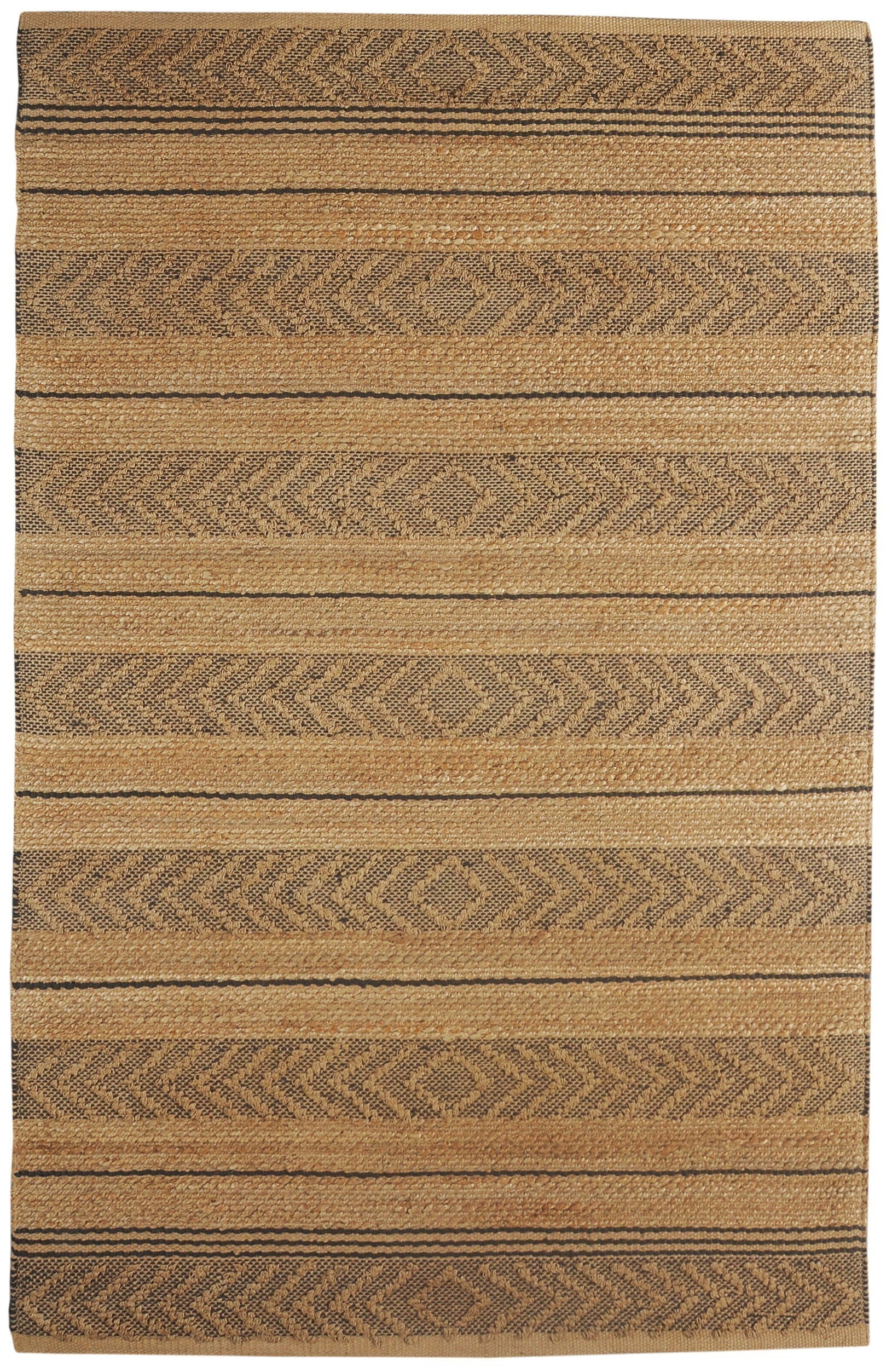 8' X 10' Tan and Gray Bohemian Striped Area Rug-Area Rugs-DECOROLALA