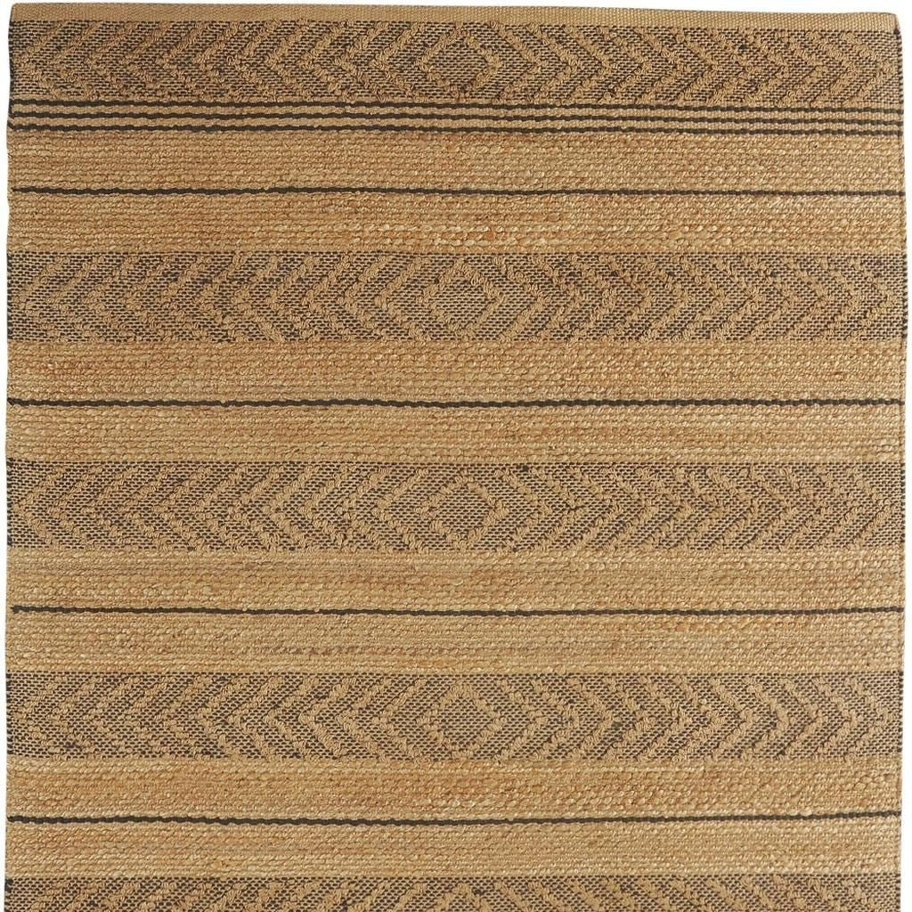 8' X 10' Tan and Gray Bohemian Striped Area Rug-Area Rugs-DECOROLALA