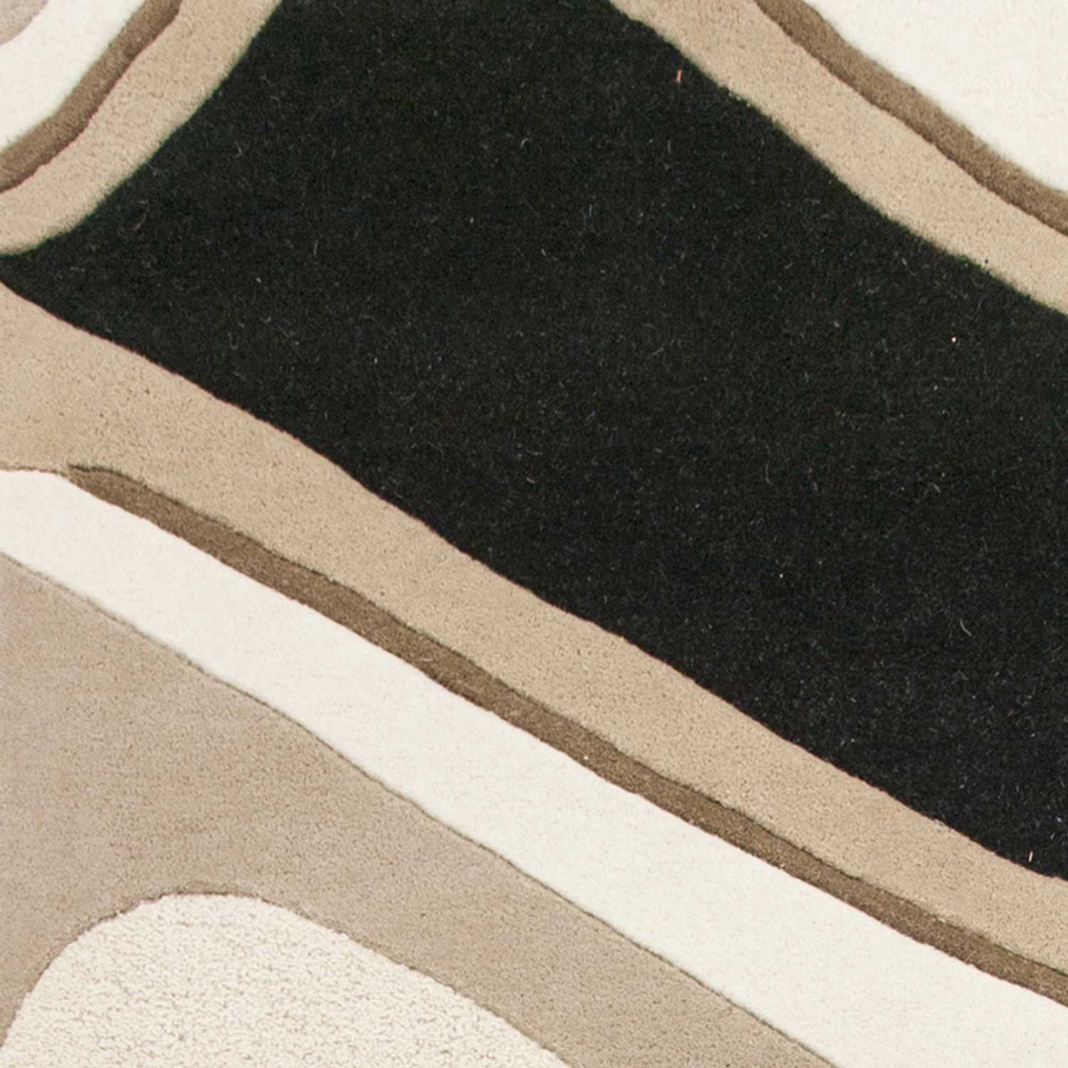 8' X 11' Beige And Black Wool Abstract Hand Tufted Area Rug-Area Rugs-DECOROLALA