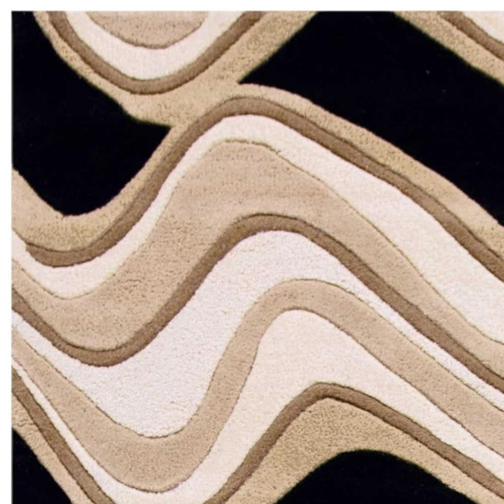 8' X 11' Beige And Black Wool Abstract Hand Tufted Area Rug-Area Rugs-DECOROLALA