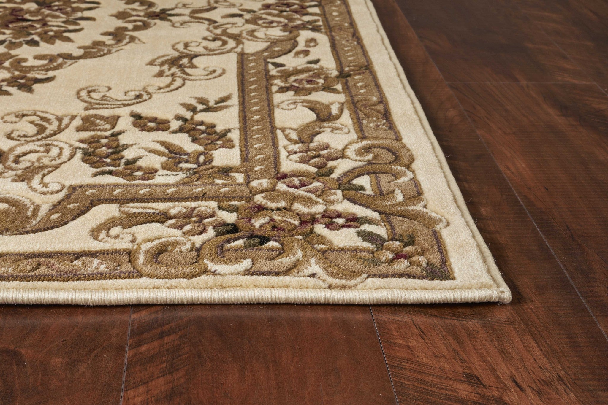 8' X 11' Beige And Brown Floral Medallion Area Rug-Area Rugs-DECOROLALA