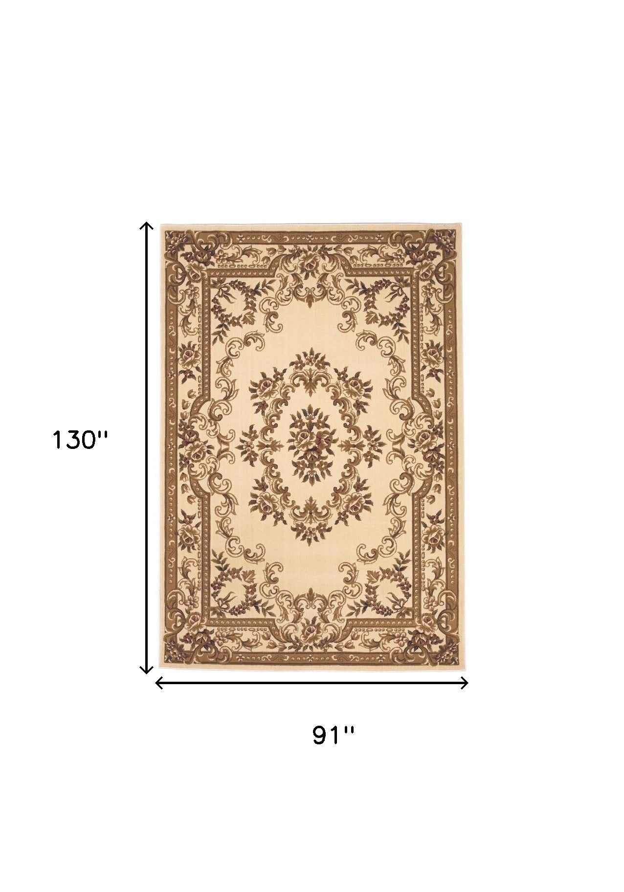 8' X 11' Beige And Brown Floral Medallion Area Rug-Area Rugs-DECOROLALA