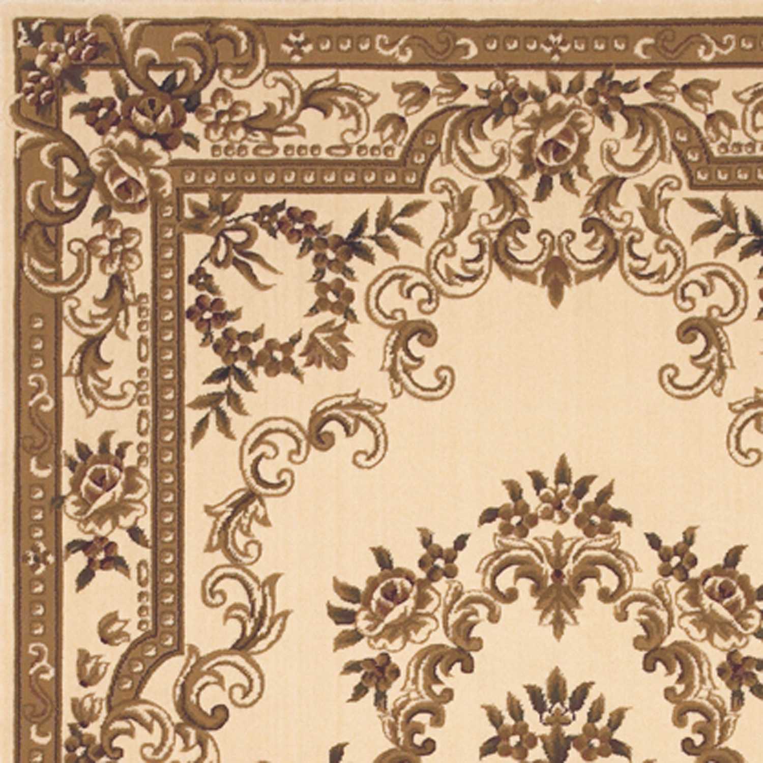 8' X 11' Beige And Brown Floral Medallion Area Rug-Area Rugs-DECOROLALA