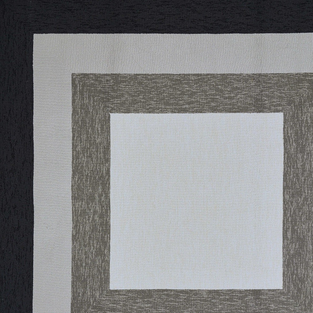 8' X 11' Black And Gray Geometric Hand Hooked Area Rug-Area Rugs-DECOROLALA