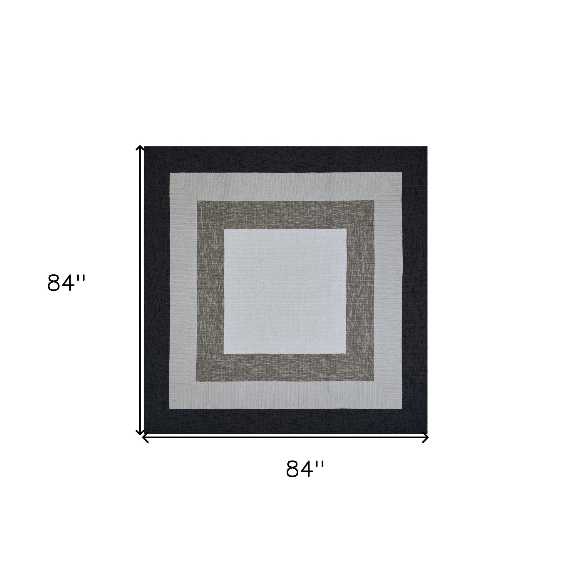 8' X 11' Black And Gray Geometric Hand Hooked Area Rug-Area Rugs-DECOROLALA