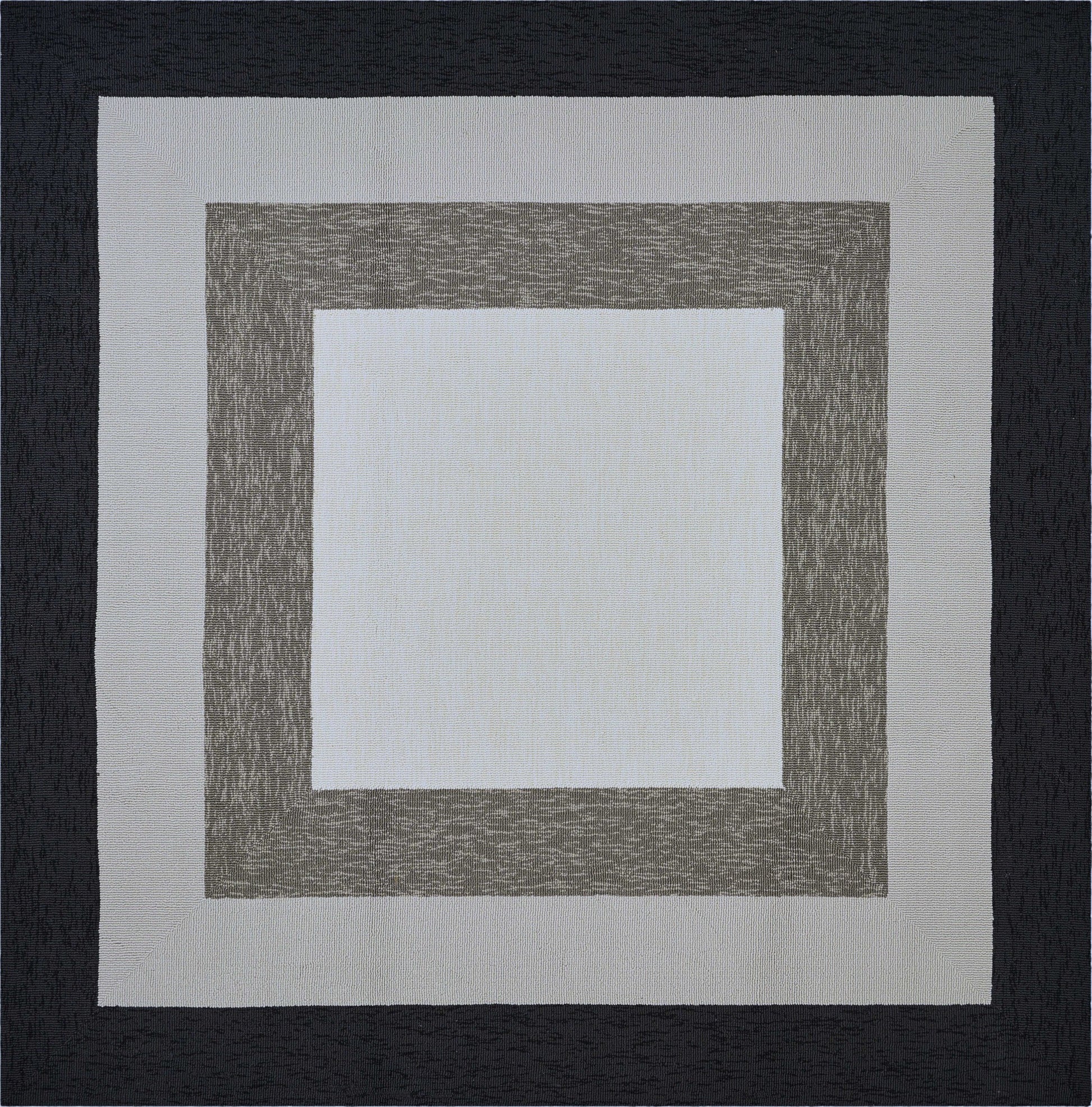 8' X 11' Black And Gray Geometric Hand Hooked Area Rug-Area Rugs-DECOROLALA