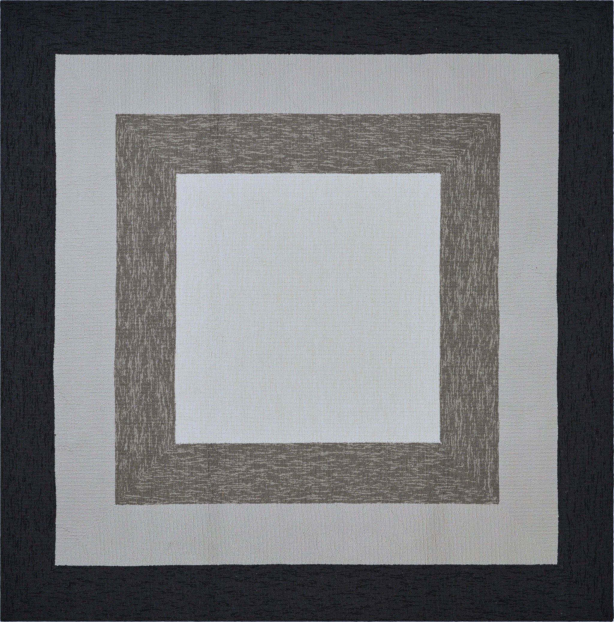 8' X 11' Black And Gray Geometric Hand Hooked Area Rug-Area Rugs-DECOROLALA