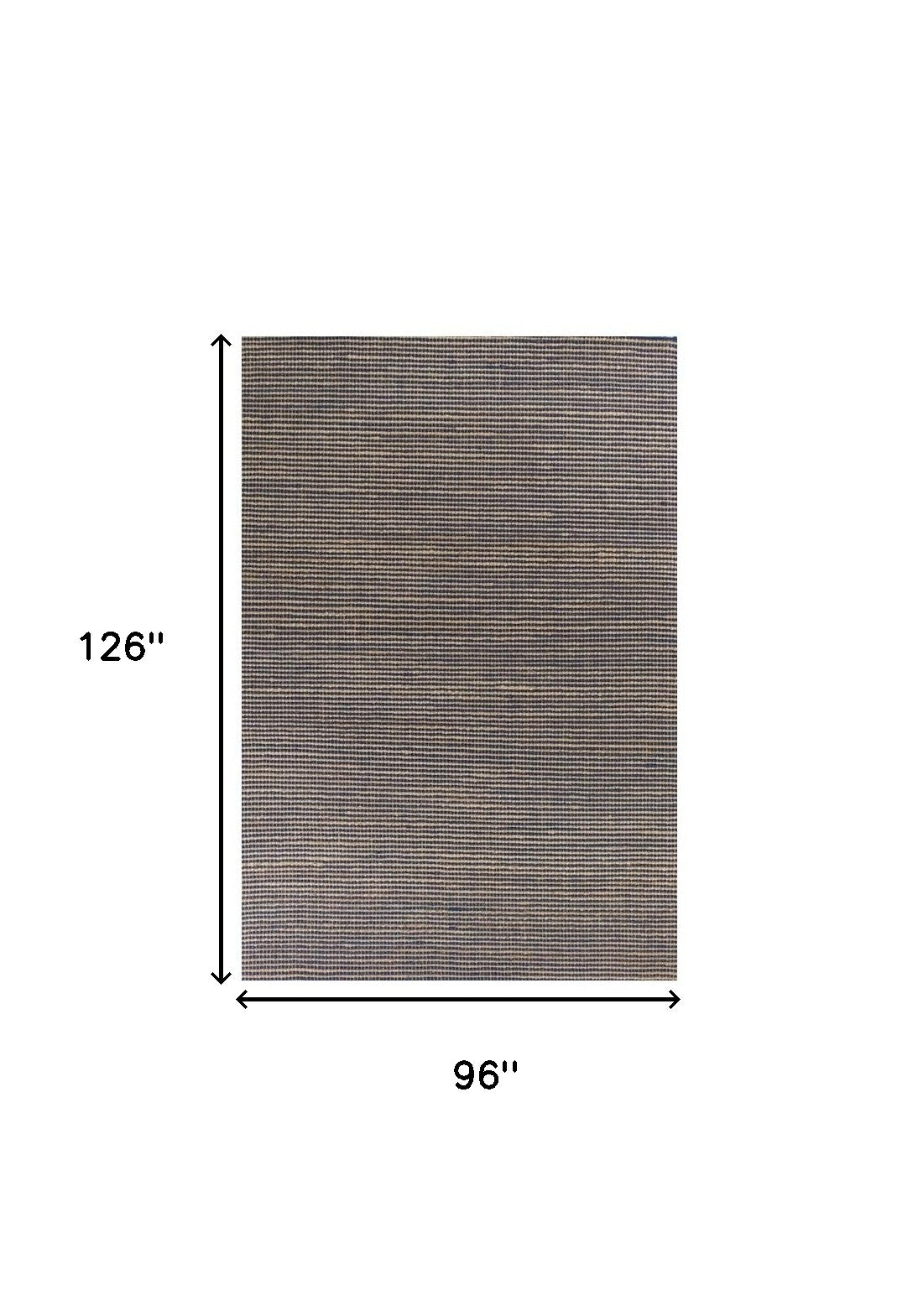 8' X 11' Blue And Beige Abstract Hand Woven Area Rug-Area Rugs-DECOROLALA