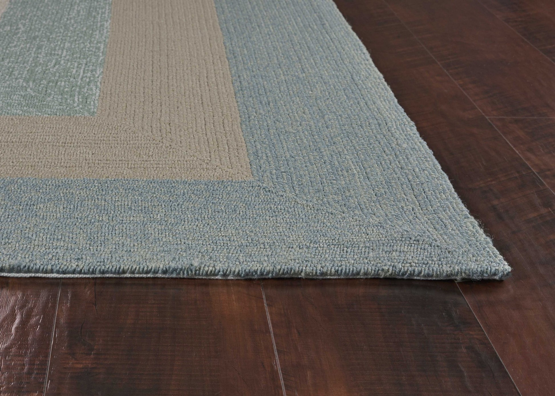 8' X 11' Blue And Beige Handmade Indoor Outdoor Area Rug-Outdoor Rugs-DECOROLALA