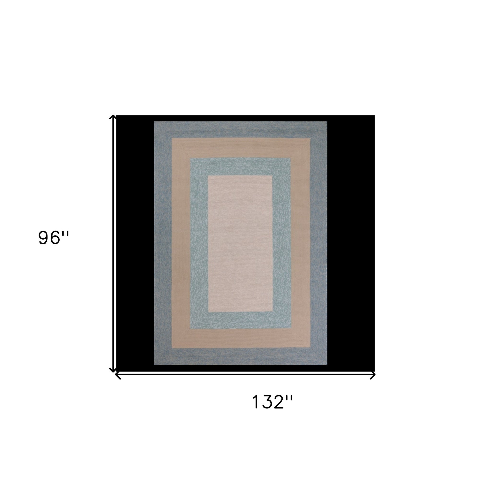 8' X 11' Blue And Beige Handmade Indoor Outdoor Area Rug-Outdoor Rugs-DECOROLALA