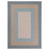 8' X 11' Blue And Beige Handmade Indoor Outdoor Area Rug-Outdoor Rugs-DECOROLALA