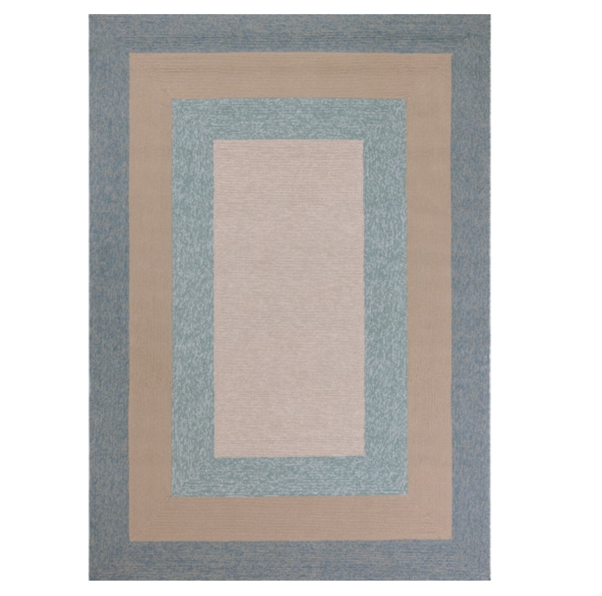 8' X 11' Blue And Beige Handmade Indoor Outdoor Area Rug-Outdoor Rugs-DECOROLALA