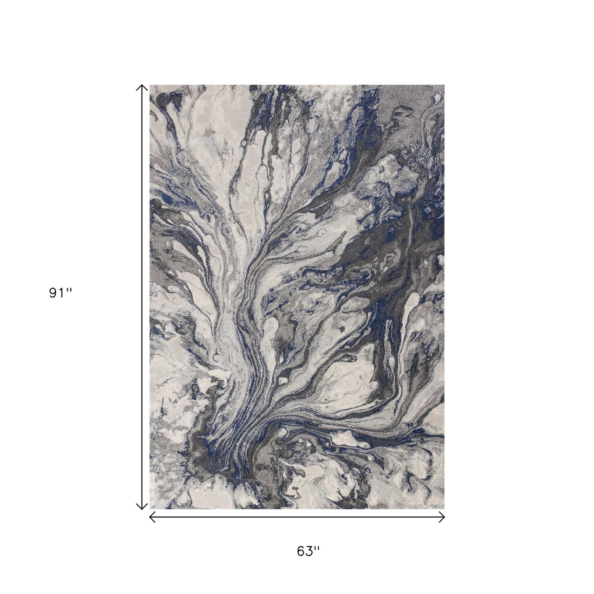 8' X 11' Blue And Gray Abstract Area Rug-Area Rugs-DECOROLALA