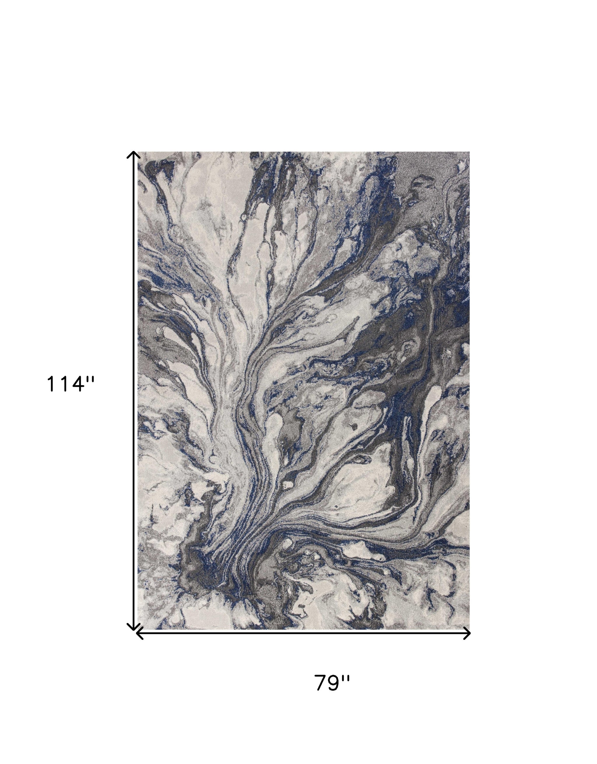 8' X 11' Blue And Gray Abstract Area Rug-Area Rugs-DECOROLALA