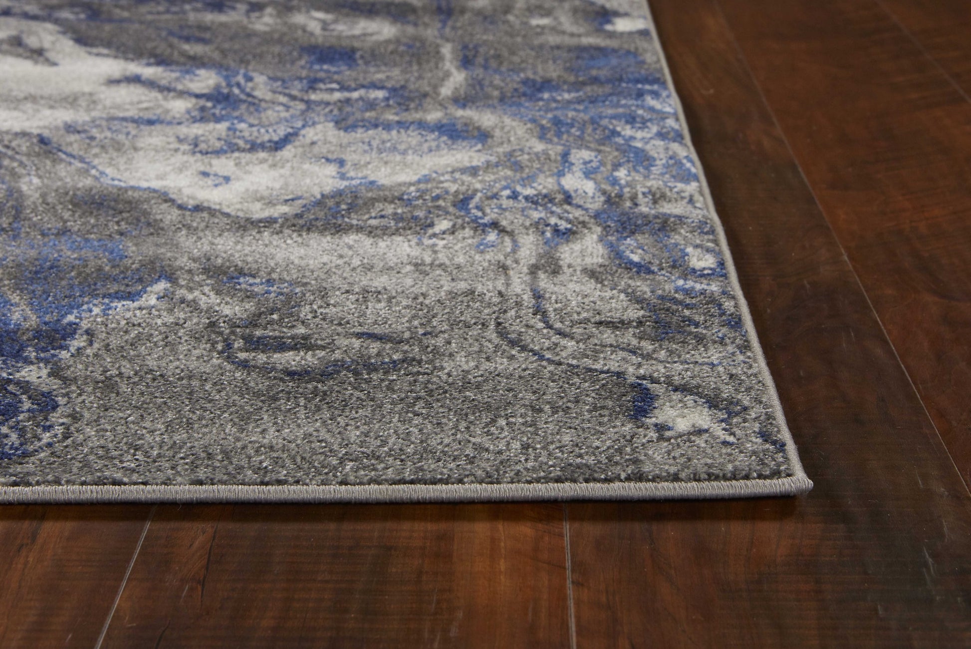 8' X 11' Blue And Gray Abstract Area Rug-Area Rugs-DECOROLALA