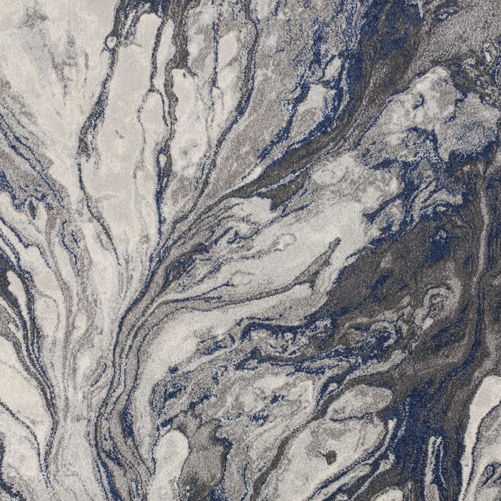 8' X 11' Blue And Gray Abstract Area Rug-Area Rugs-DECOROLALA