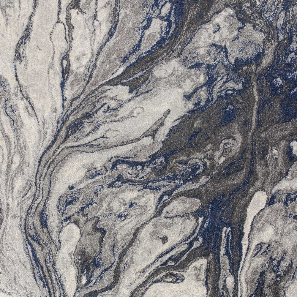 8' X 11' Blue And Gray Abstract Area Rug-Area Rugs-DECOROLALA