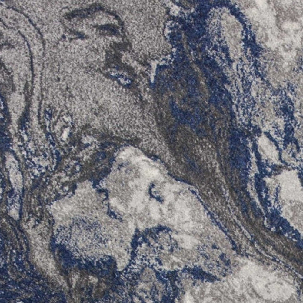 8' X 11' Blue And Gray Abstract Area Rug-Area Rugs-DECOROLALA