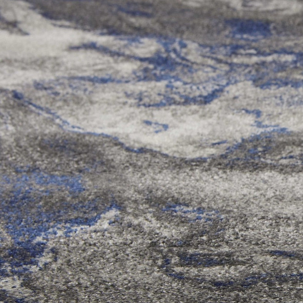 8' X 11' Blue And Gray Abstract Area Rug-Area Rugs-DECOROLALA