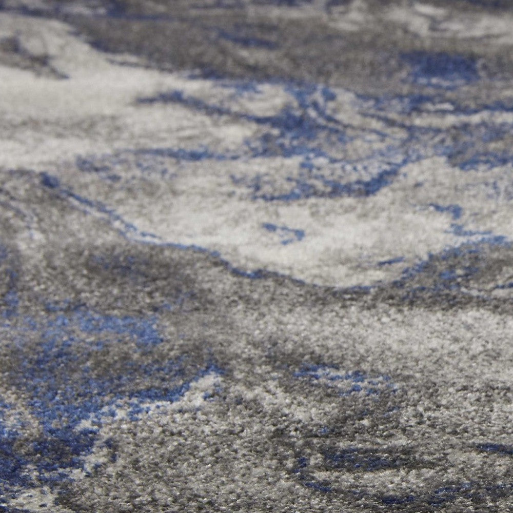 8' X 11' Blue And Gray Abstract Area Rug-Area Rugs-DECOROLALA