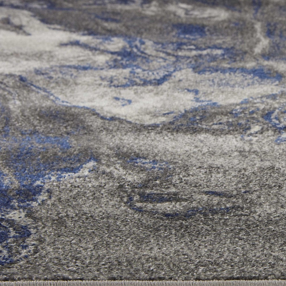 8' X 11' Blue And Gray Abstract Area Rug-Area Rugs-DECOROLALA