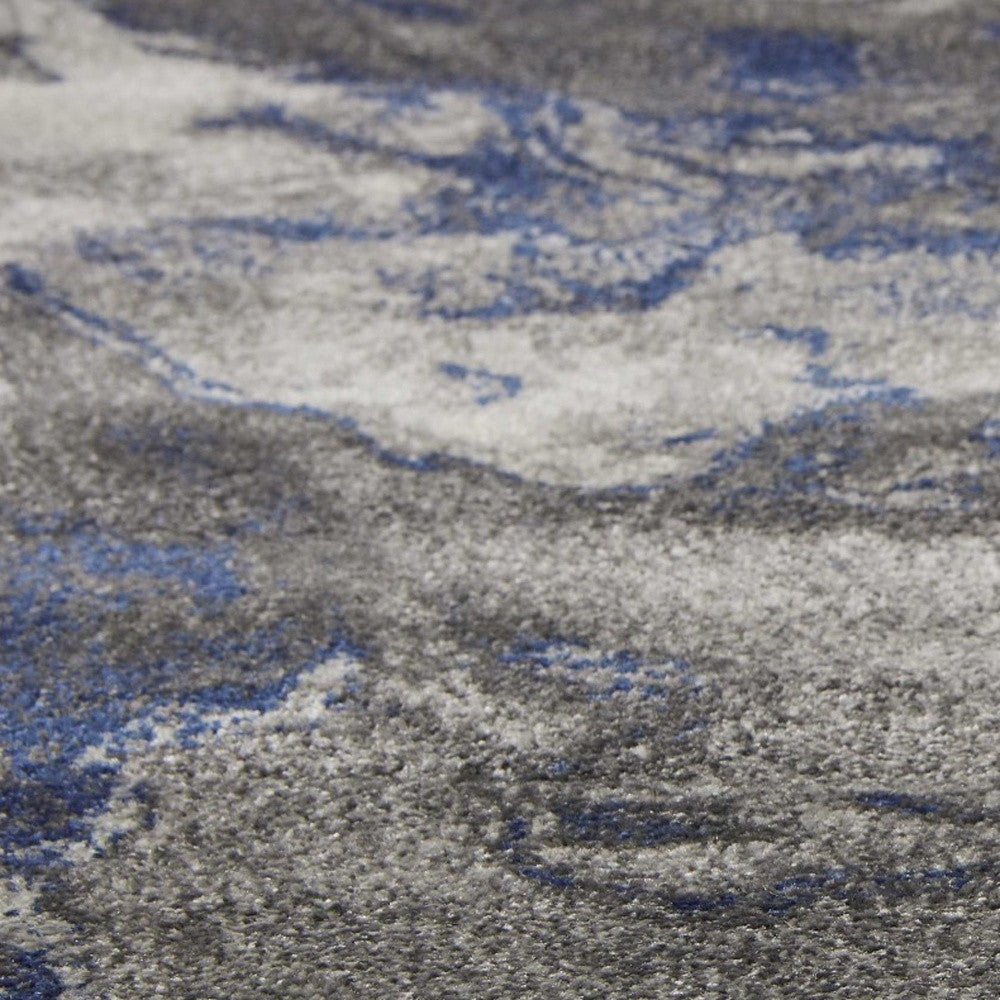 8' X 11' Blue And Gray Abstract Area Rug-Area Rugs-DECOROLALA