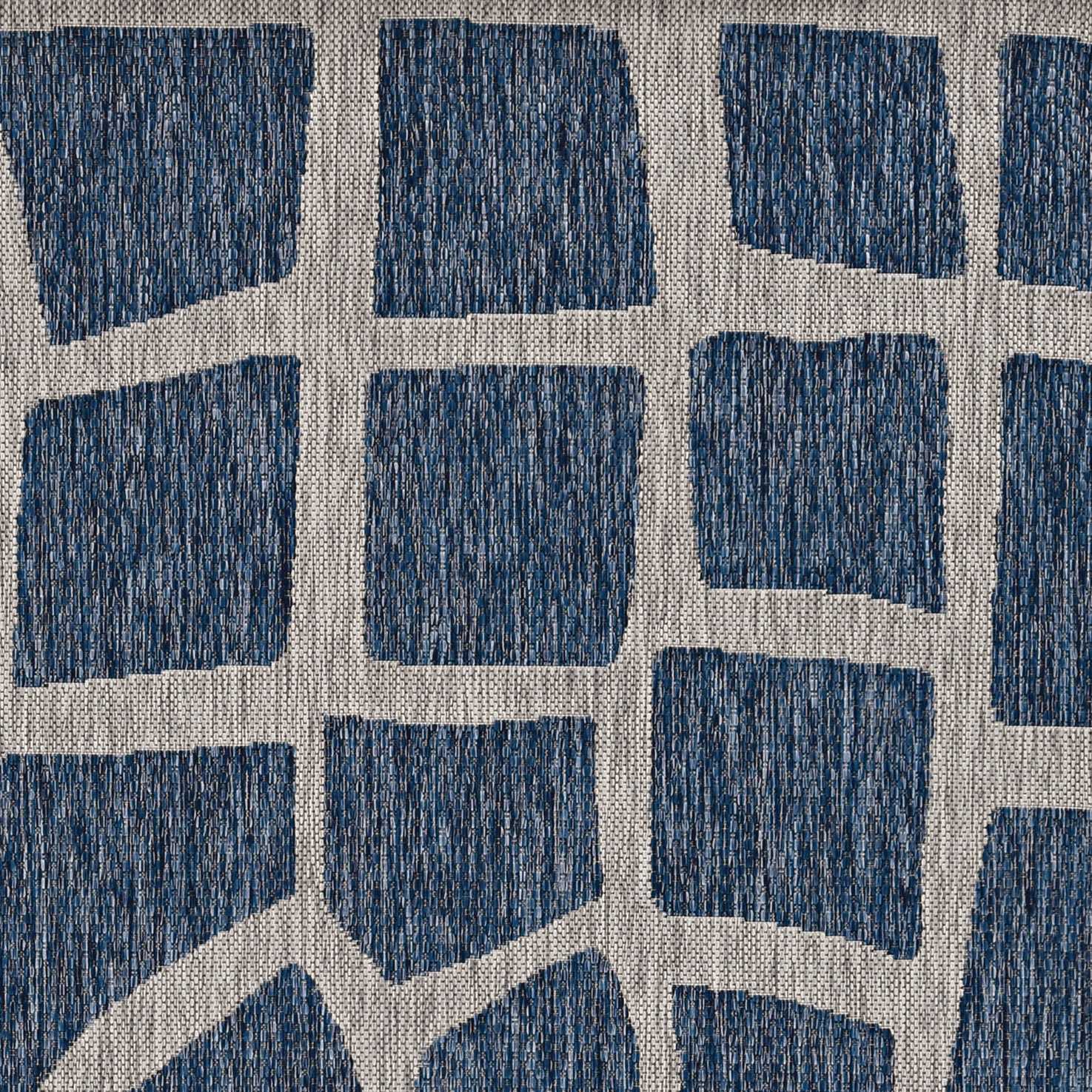 8' X 11' Blue And Gray Abstract Indoor Outdoor Area Rug-Outdoor Rugs-DECOROLALA