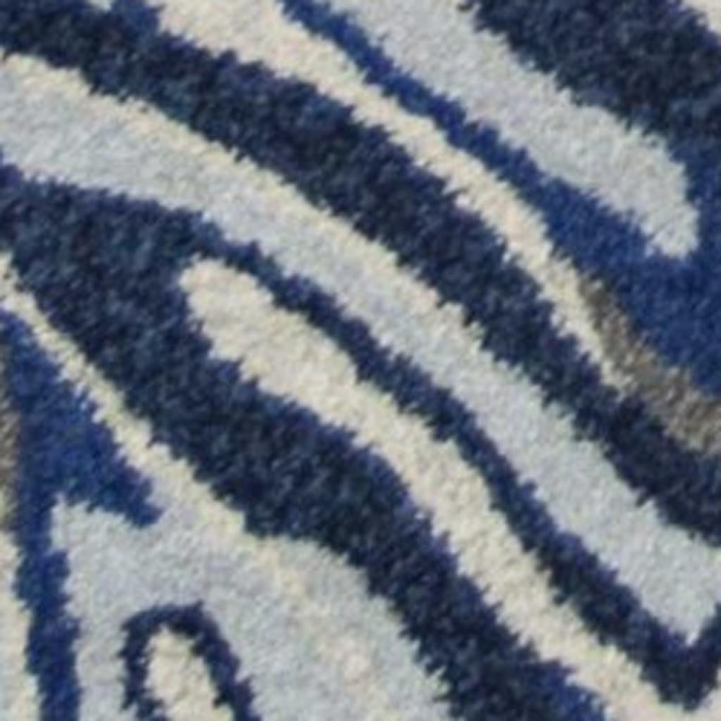 8' X 11' Blue And Gray Botanical Leaves Area Rug-Area Rugs-DECOROLALA