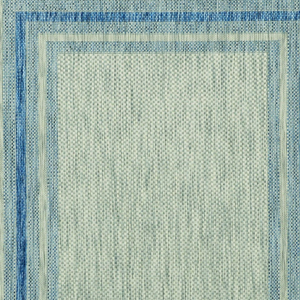 8' X 11' Blue And Gray Striped Indoor Outdoor Area Rug-Outdoor Rugs-DECOROLALA