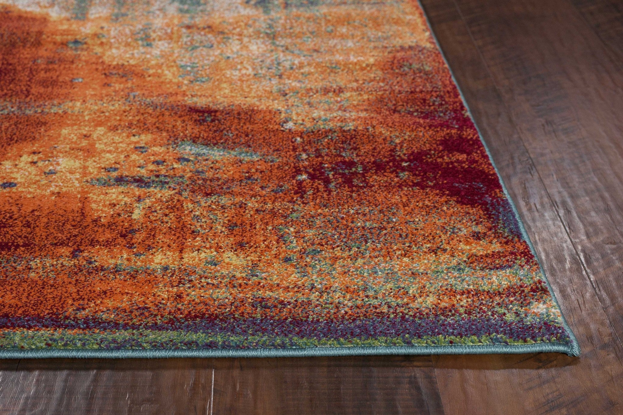 8' X 11' Blue Rust And Orange Abstract Area Rug-Area Rugs-DECOROLALA