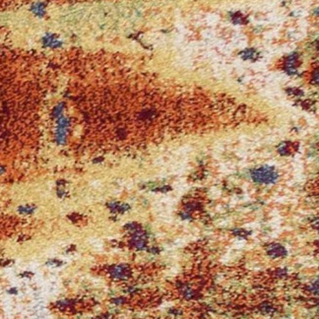 8' X 11' Blue Rust And Orange Abstract Area Rug-Area Rugs-DECOROLALA