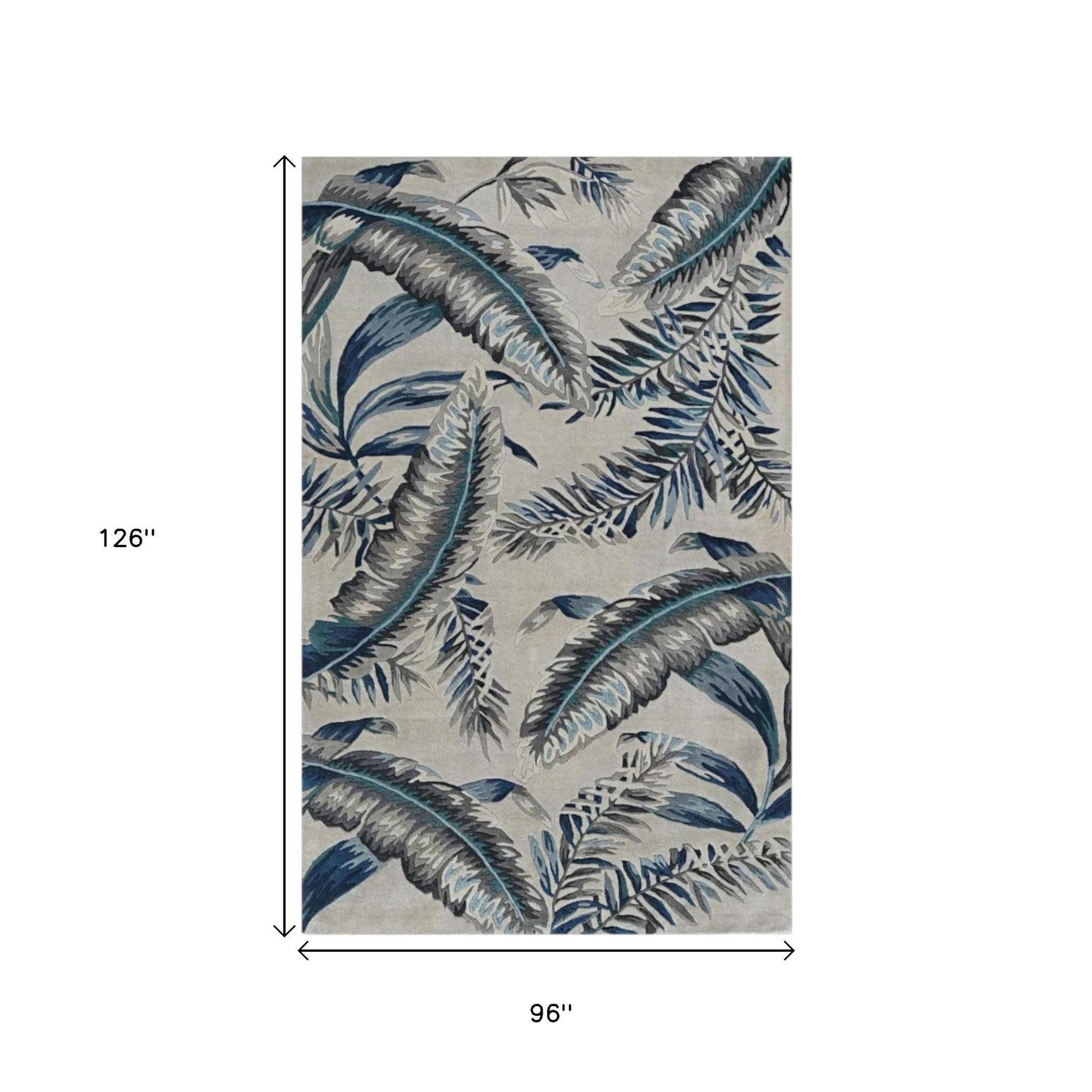 8' X 11' Blue and Gray Wool Hand Tufted Area Rug-Area Rugs-DECOROLALA