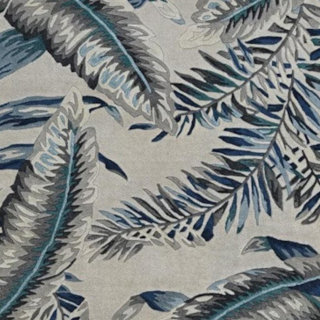 8' X 11' Blue and Gray Wool Hand Tufted Area Rug-Area Rugs-DECOROLALA