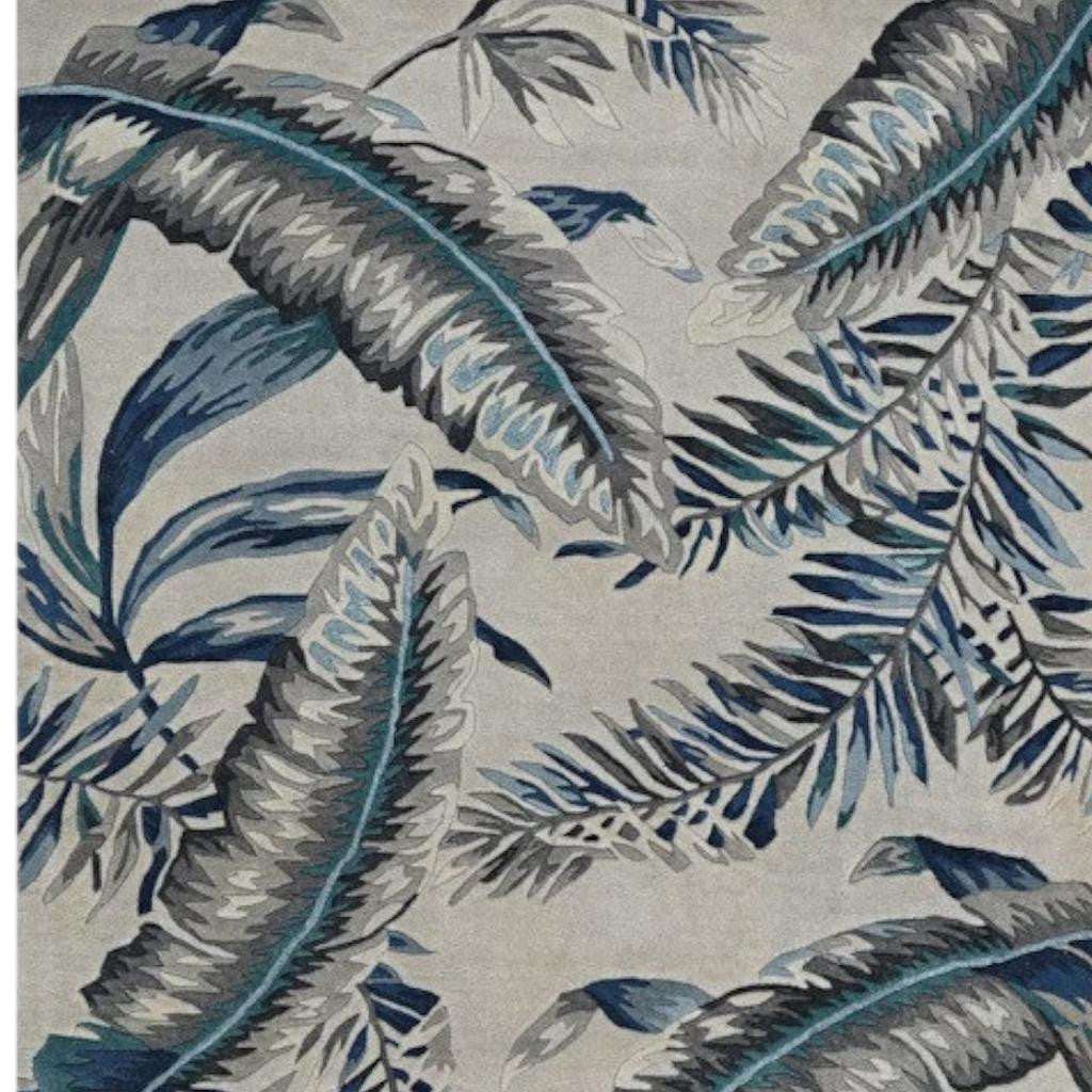 8' X 11' Blue and Gray Wool Hand Tufted Area Rug-Area Rugs-DECOROLALA