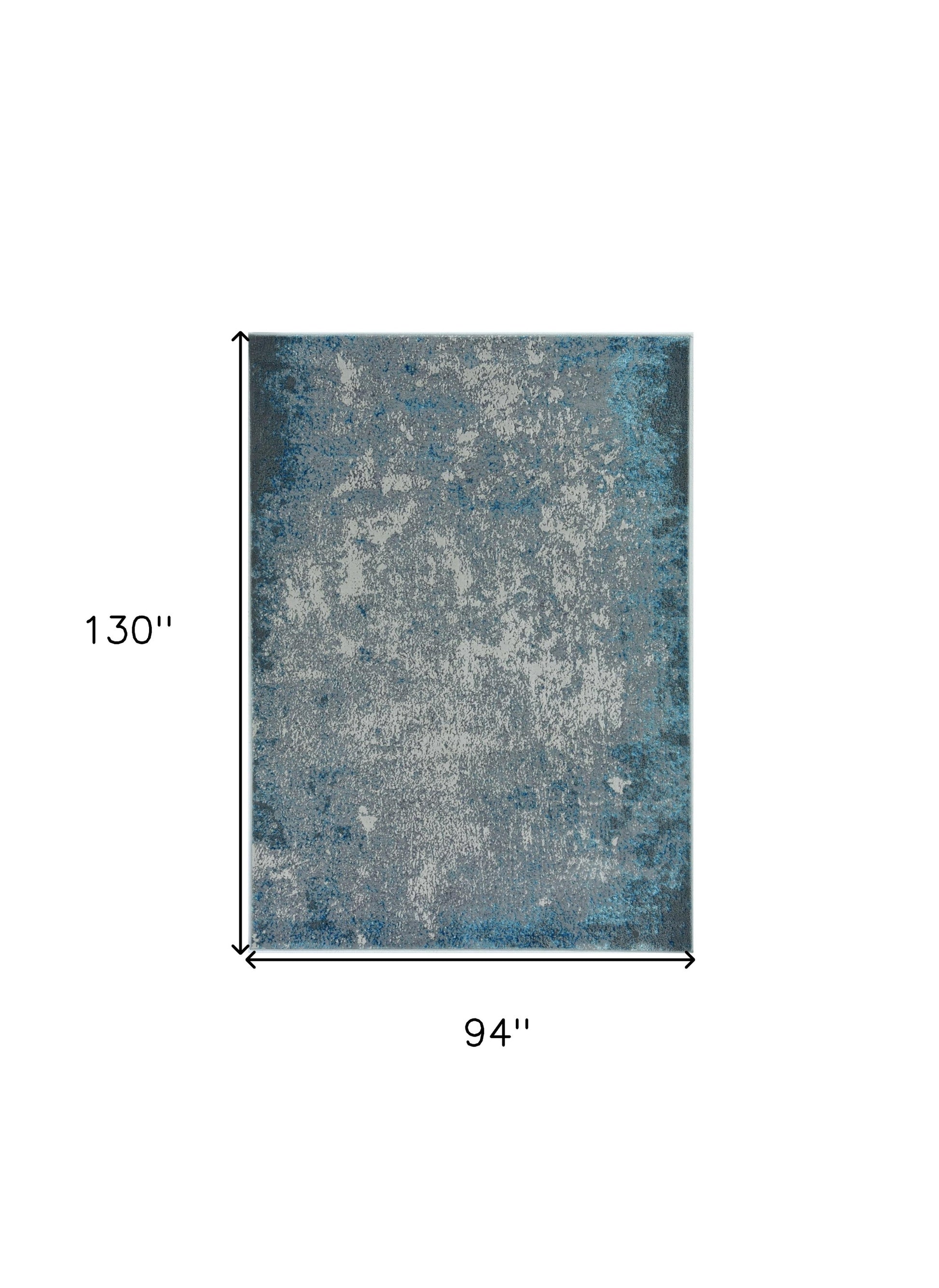 8' X 11' Blue and Silver Abstract Area Rug-Area Rugs-DECOROLALA