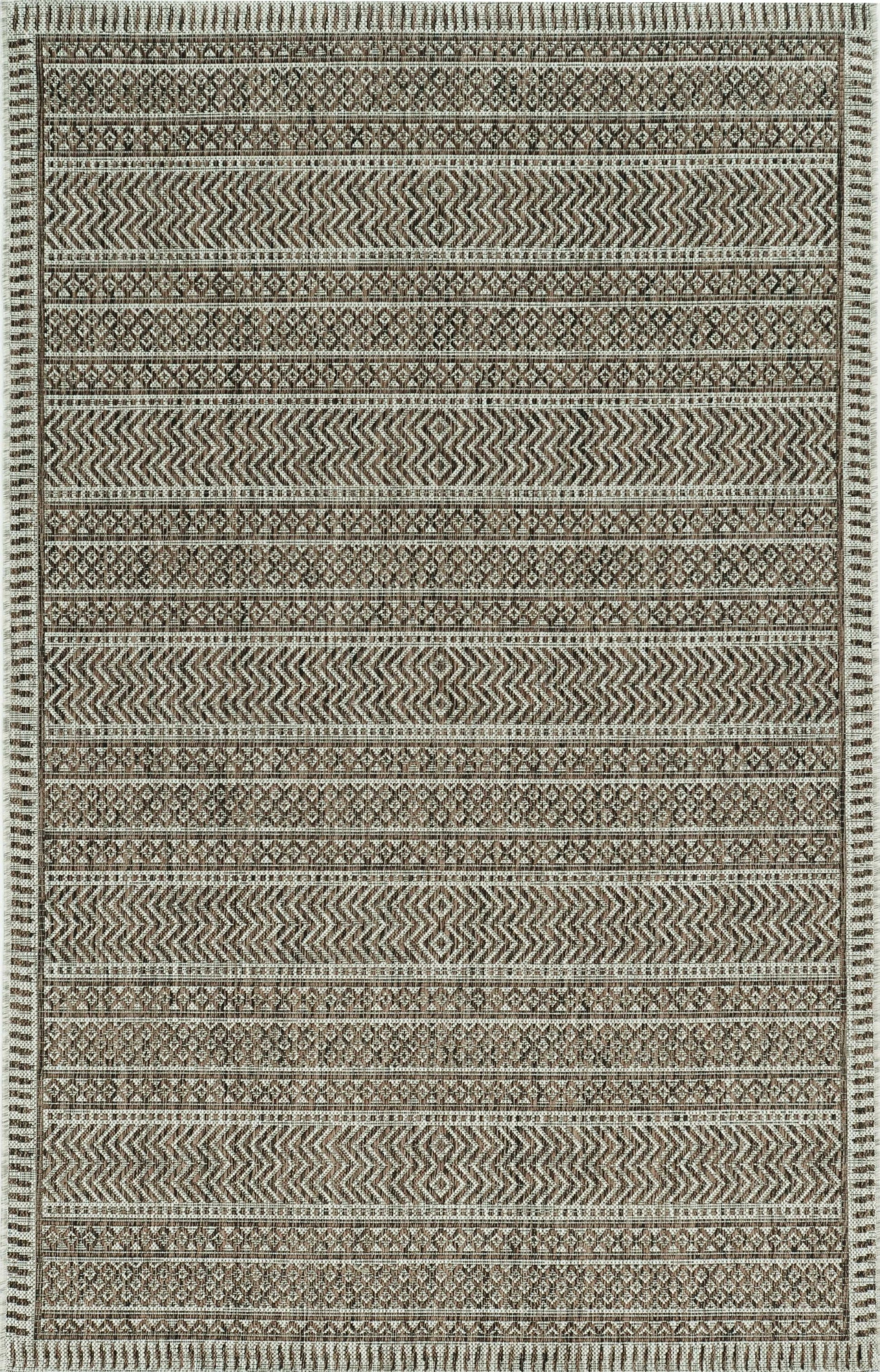 8' X 11' Brown And Ivory Geometric Area Rug-Area Rugs-DECOROLALA