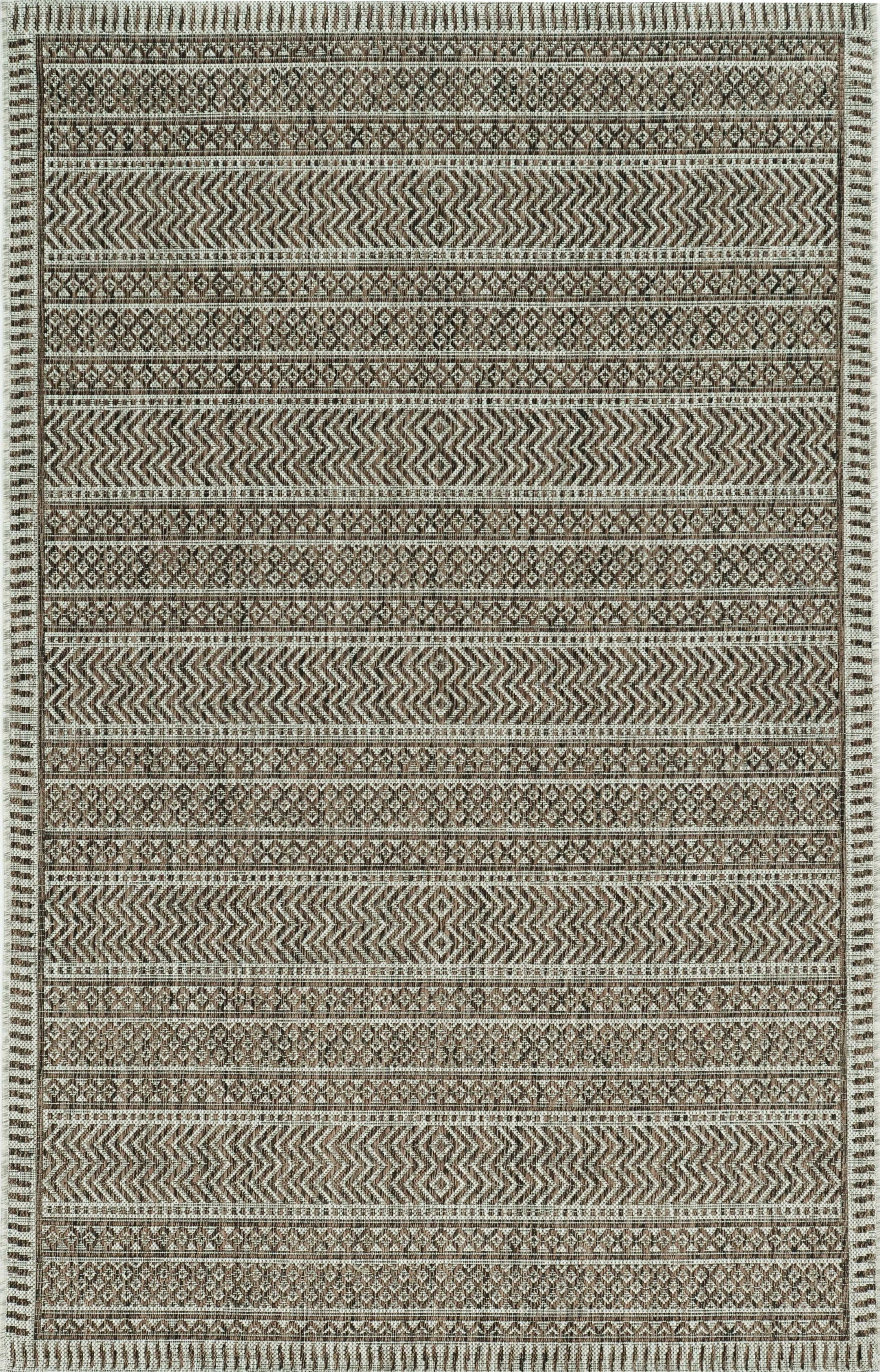 8' X 11' Brown And Ivory Geometric Area Rug-Area Rugs-DECOROLALA