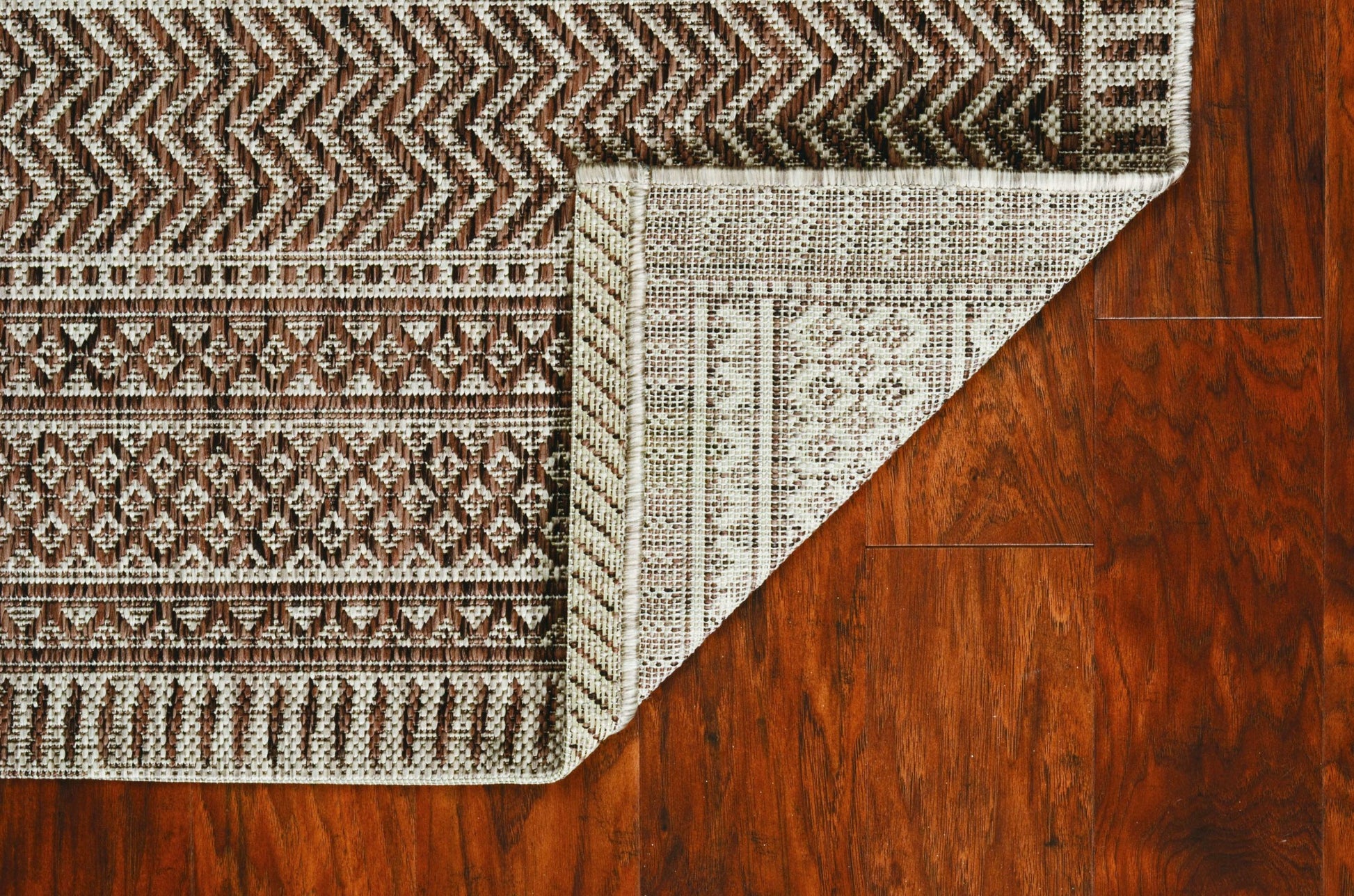 8' X 11' Brown And Ivory Geometric Area Rug-Area Rugs-DECOROLALA