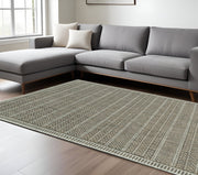 8' X 11' Brown And Ivory Geometric Area Rug-Area Rugs-DECOROLALA