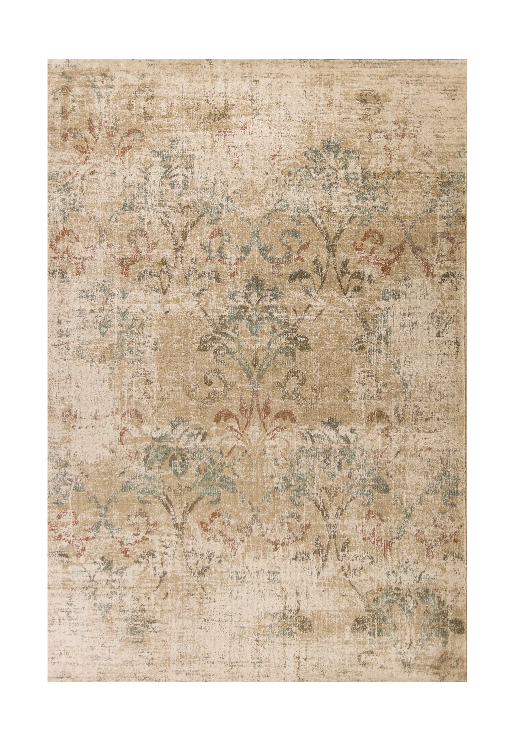 8' X 11' Champagne And Beige Damask Area Rug-Area Rugs-DECOROLALA