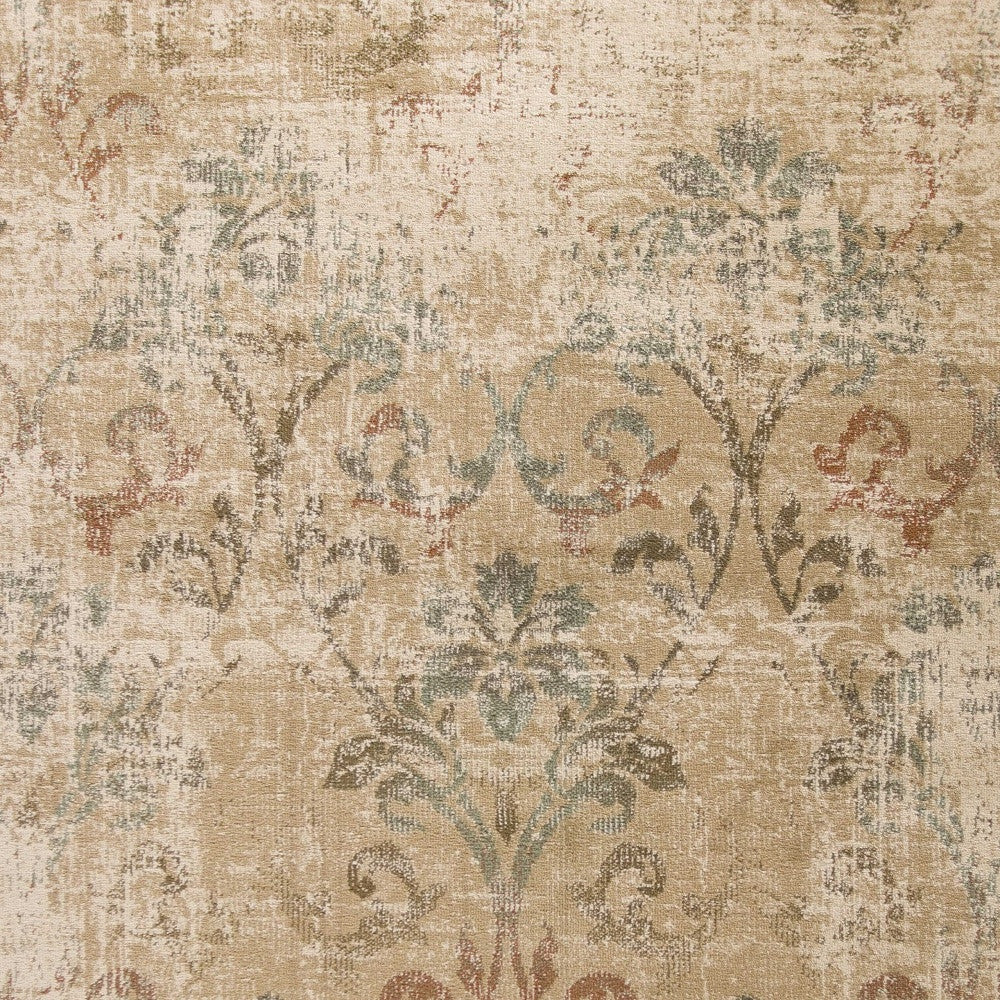 8' X 11' Champagne And Beige Damask Area Rug-Area Rugs-DECOROLALA