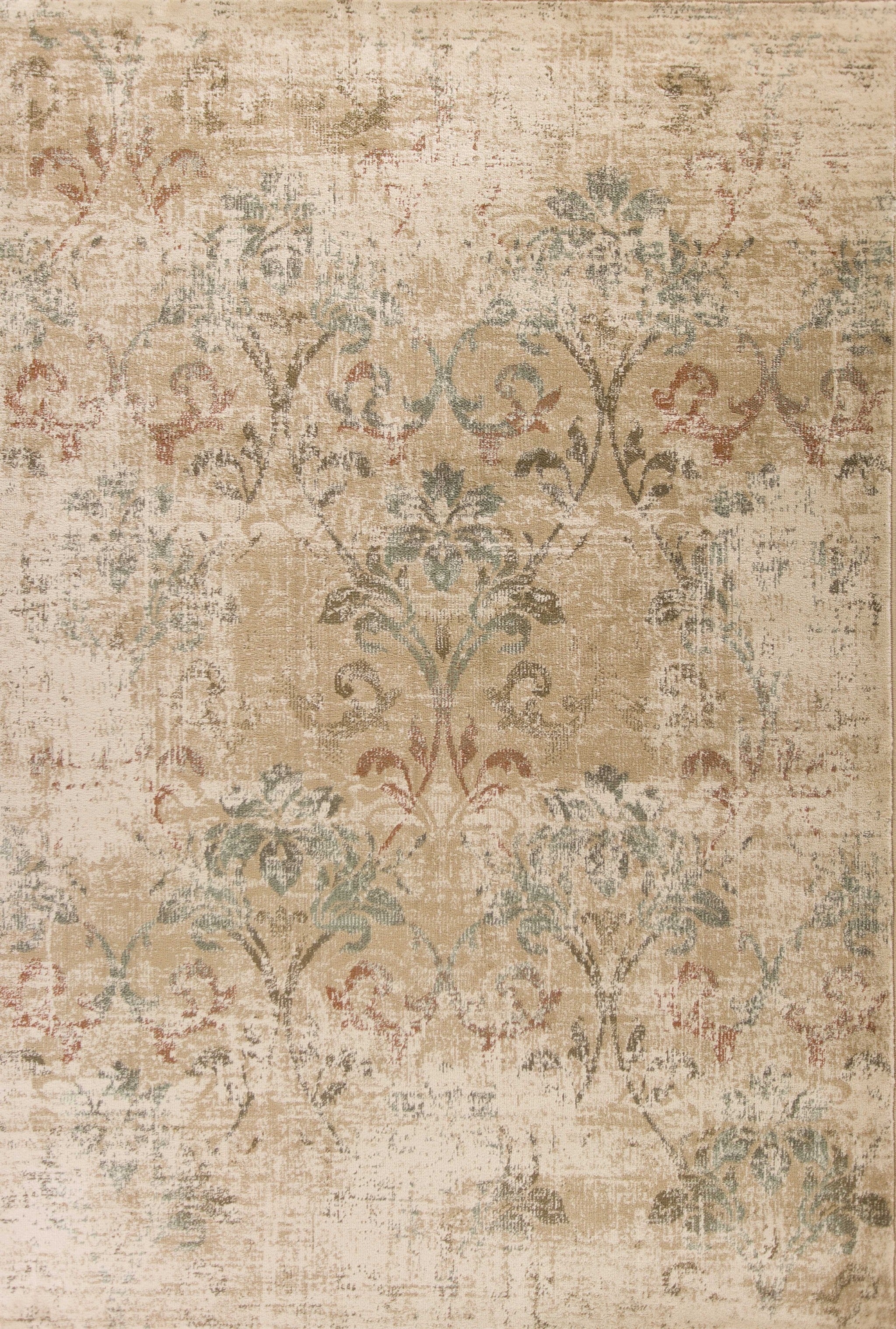 8' X 11' Champagne And Beige Damask Area Rug-Area Rugs-DECOROLALA