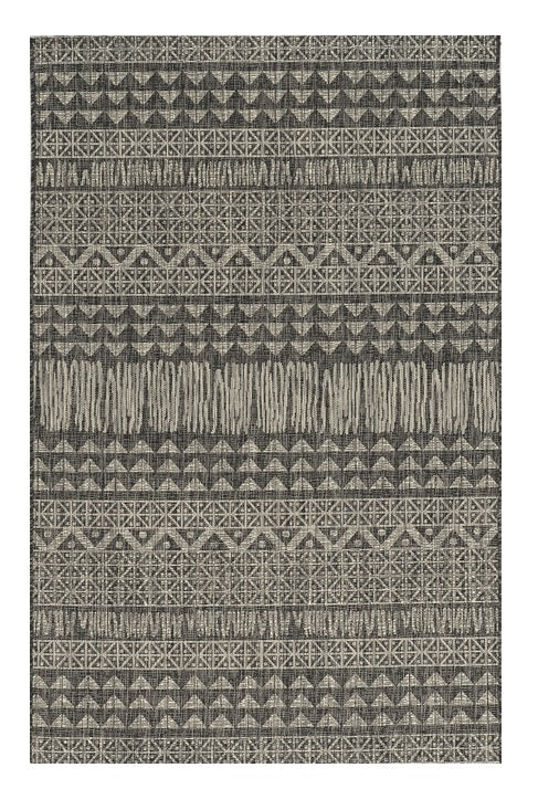 8' X 11' Charcoal Southwestern Indoor Outdoor Area Rug-Outdoor Rugs-DECOROLALA