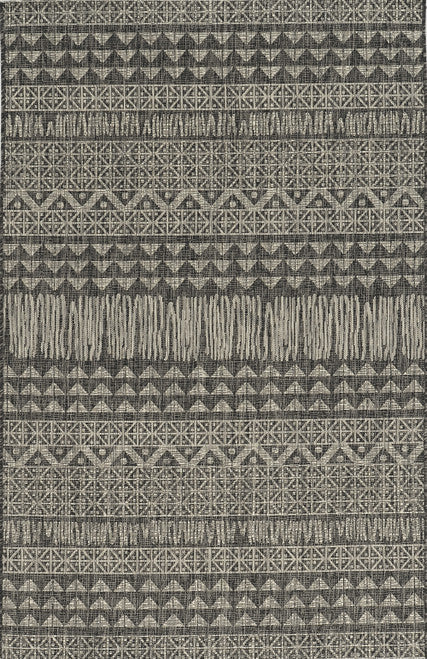 8' X 11' Charcoal Southwestern Indoor Outdoor Area Rug-Outdoor Rugs-DECOROLALA